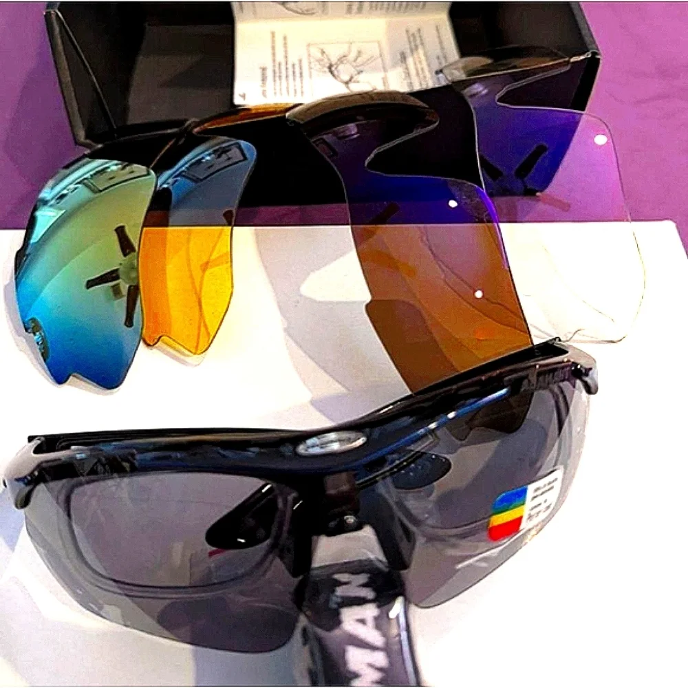 5 In 1 Lens Wrap Sunglasses Sporty Athletics Men And Women's Sunglasses - Picture 3 of 11